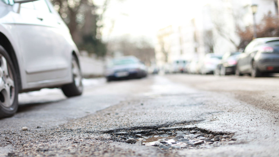 Pothole on a road 