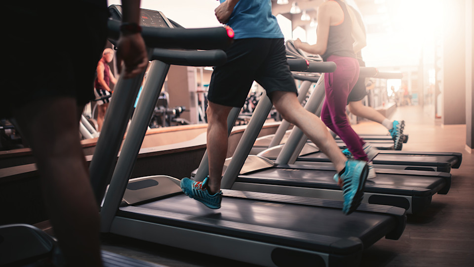 People running on treadmill