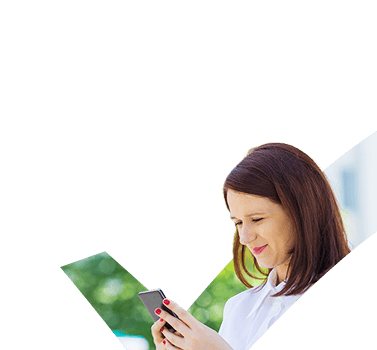 Woman looking at phone in hand