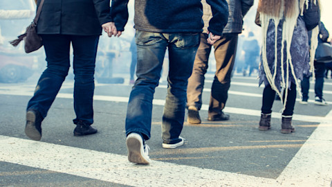 People walking on a road