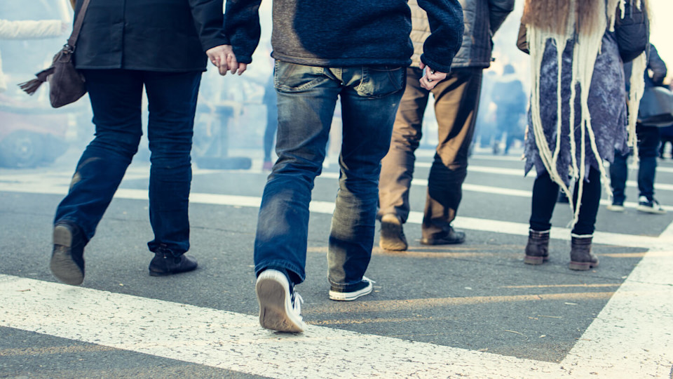 People walking on a road