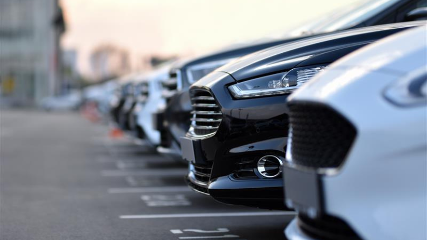Line-up of cars in a row