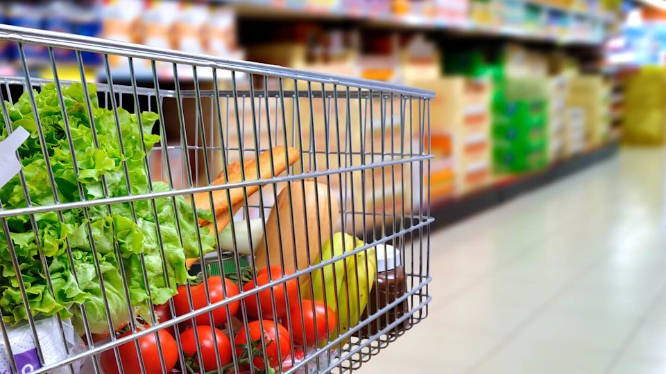 Trolley in a food store